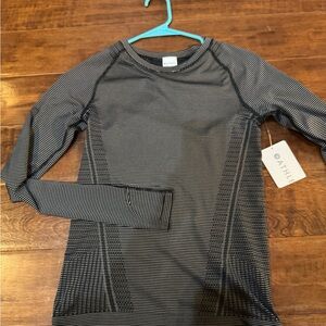 Athleta Women's Black Striped Long Sleeve Top